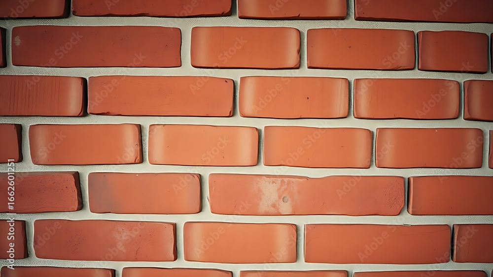 Obraz premium Close-up view of a textured red brick wall with warm vintage tones and even lighting.