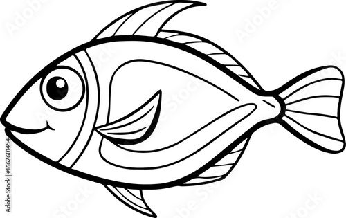 dory fish outline vector illustration line art