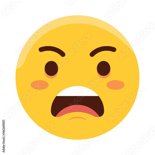 Angry and shouting yellow emoji face