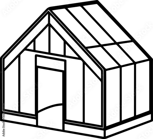 greenhouse outline vector illustration line art