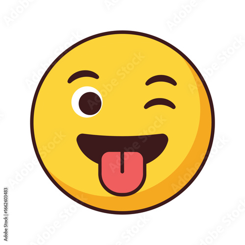 Winking face emoji with tongue sticking out, conveying playfulness, mischief, and a cheeky, fun emotion, a cheerful symbol for online communication
