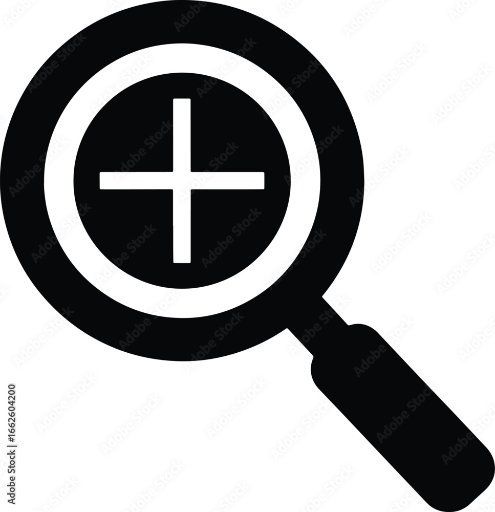Fototapeta premium Zoom In Magnifying Glass Plus Icon Enhance Search and Discovery
