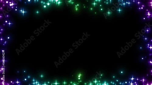 カラフルなキラキラ光る光の枠のエフェクト背景