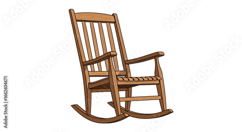 Isolated Wooden Rocking Chair on White Background for Relaxation, Furniture Design, or Home Decor Visualizations and Interior Design Projects