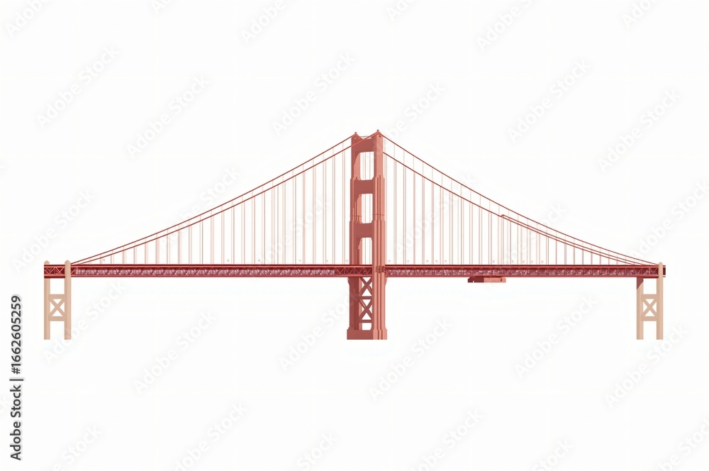 Fototapeta premium San Francisco bridge icon, city skyline backdrop, travel guide