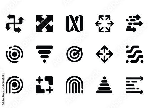 Set of Modern Vector Icons Representing Diverse Functionality and Navigation Concepts for Web Design and Applications