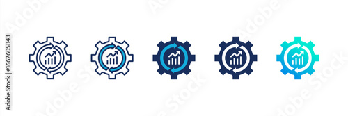 Business Automation icon set multiple style collection