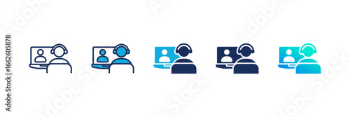Virtual Meeting icon set multiple style collection