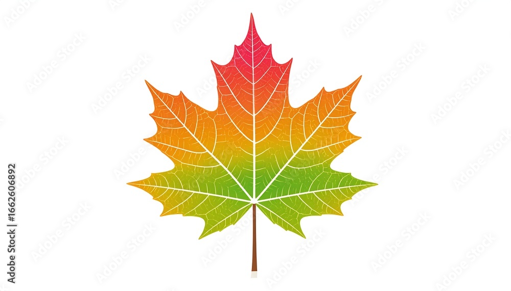 Fototapeta premium Vibrant Autumn Maple Leaf Detailed Vein Illustration