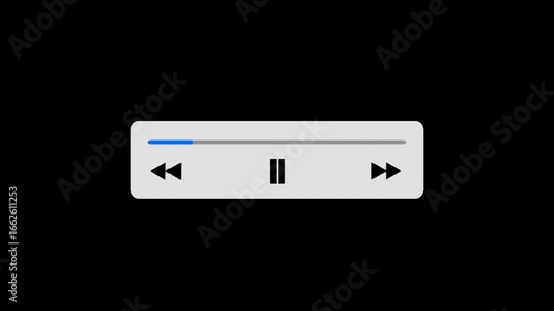 25秒の音楽プレイヤーや動画などの再生バーアニメーション（透過）（青）