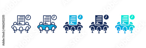 Board Meeting Minutes icon set multiple style collection