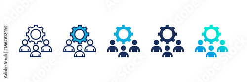 Teamwork icon set multiple style collection