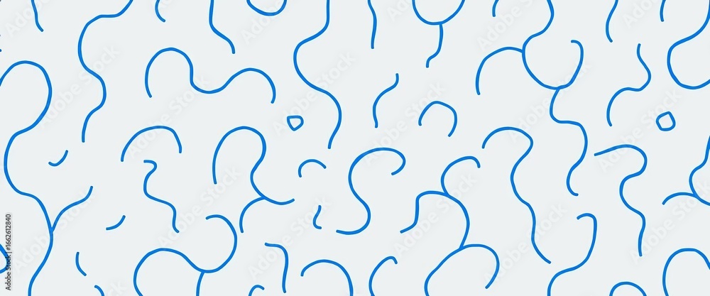 Abstract blue squiggle line seamless pattern Fun, creative, geometric doodle background for modern prints, illustration, repeat