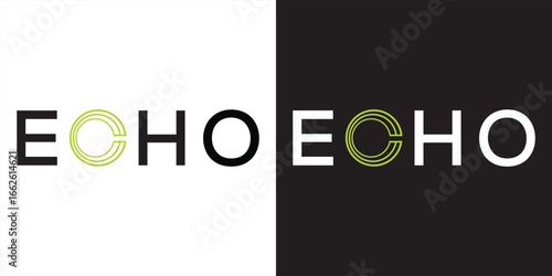 Echo logo design vector, echo typography text graphic icon concept