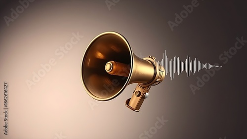 Wallpaper Mural Vintage brass megaphone with sound waves, symbolizing clear communication on a gradient backdrop. Torontodigital.ca
