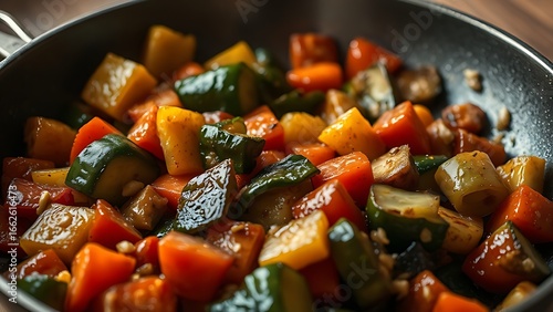 Wallpaper Mural Sautéed vegetables in a pan, close-up view with warm tones and soft overhead light. Torontodigital.ca