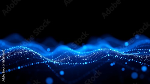 Wallpaper Mural Futuristic data visualization with glowing blue particles on a dark background, symbolizing advanced technology. Torontodigital.ca