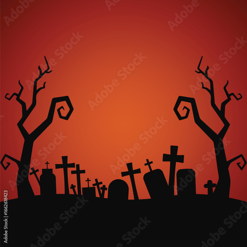 Spooky Halloween Graveyard Background