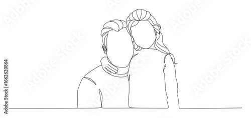 minimalist line art illustration of a father and daughter embracing each other. The daughter has her arm around her father’s neck, symbolizing affection, love, and closeness