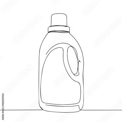 Line art of a household detergent bottle, a minimal monochrome illustration.