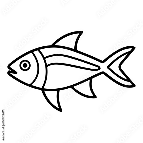 Neon tetra vector line art on white background