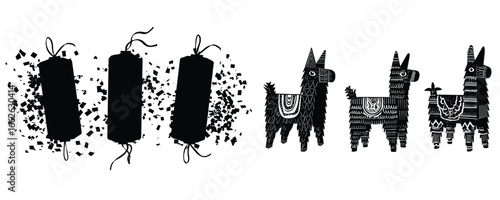 set of pinata silhouette for party celebration and festival decoration design