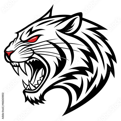 Cat and tiger head vector illustration in tribal tattoo style