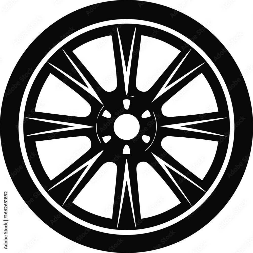Obraz premium car wheel silhouette vector