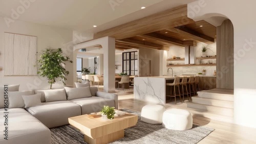 Wallpaper Mural Elegant Home Interior: A sophisticated view of a modern, airy living space, boasting contemporary design elements, light wood accents, and an inviting atmosphere.  Torontodigital.ca