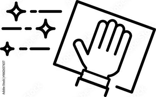 Cleaning napkin in the hands of a houseworker outline icon for graphic design, logo, web site, social media, mobile app, ui illustration