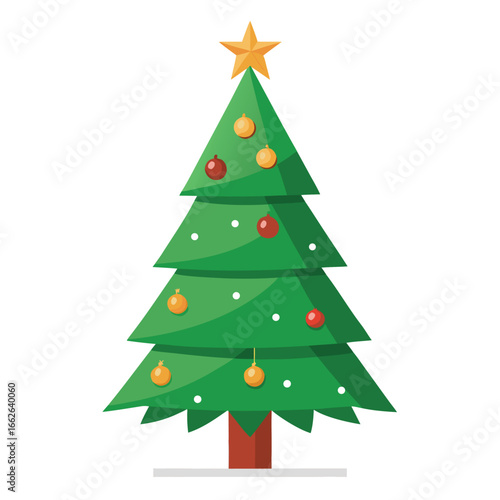 A luxurious Christmas tree standing majestically, isolated on a clean background.