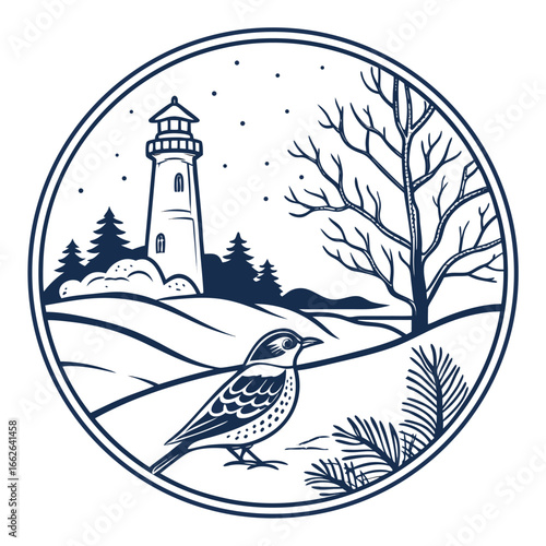 An isolated badge design featuring a repeat request for a winter encore.