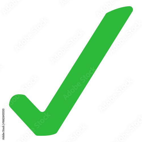 Simple green checkmark icon design on transparent background. 