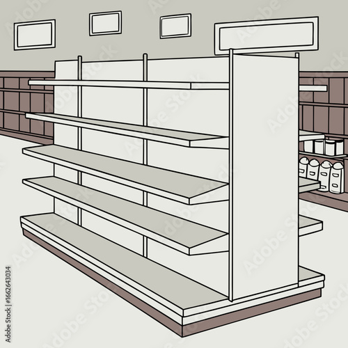 Empty Retail Shelving Unit in Store Interior