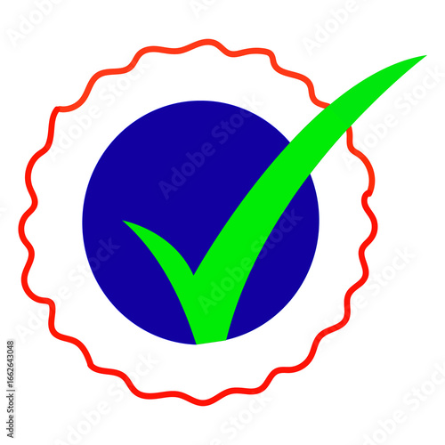 Green checkmark flat style icon with transparent background. 