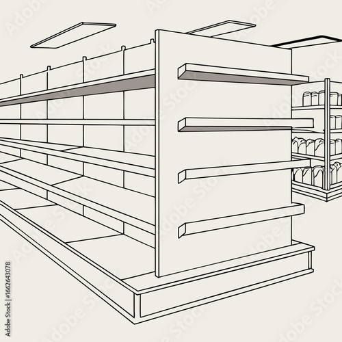 Empty Store Shelves Retail Display Rack Diagram