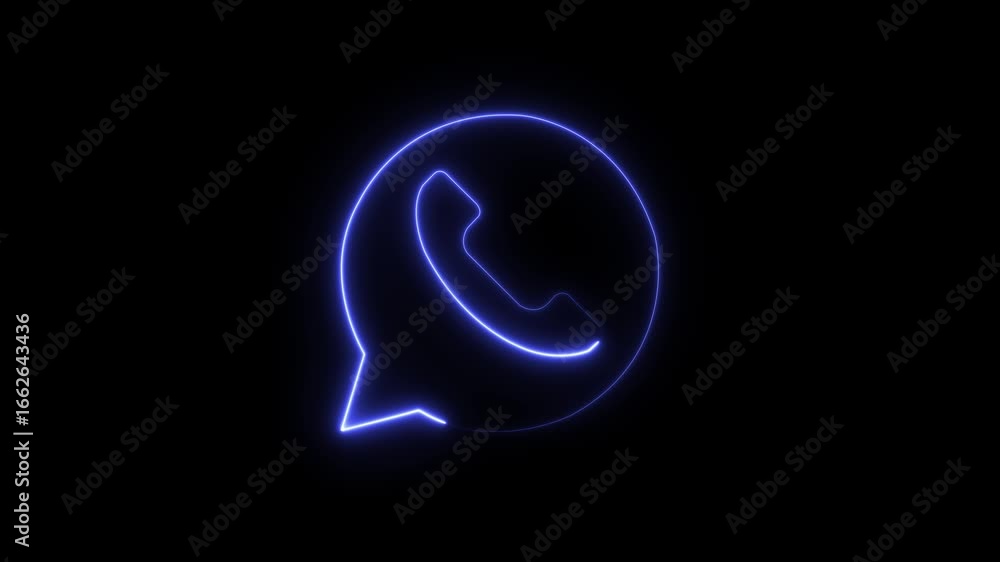 Whatsapp neon luminous icon motion graphic modern chat communication symbol isolated on dark background Whatsapp neon luminous icon motion graphic modern chat communication symbol isolated on dark background