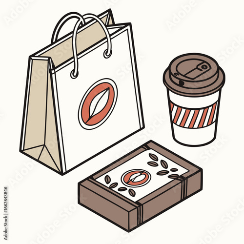 Isometric Illustration of Coffee and Tea Packaging