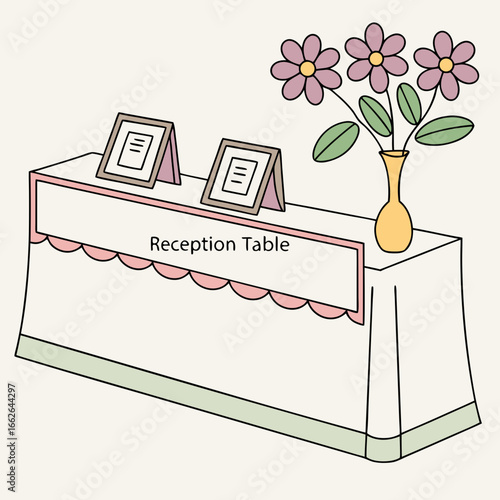 Pastel Reception Table with Flowers and Frames
