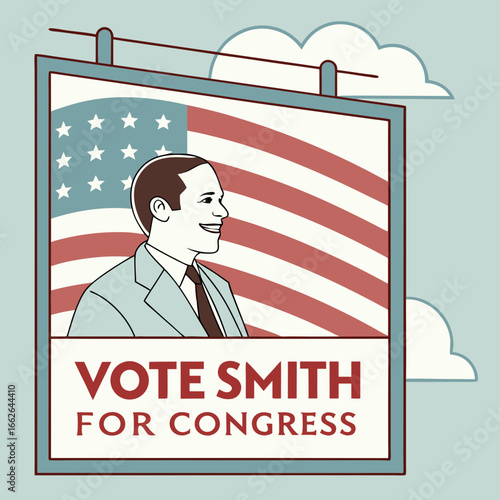 Political Campaign Poster Featuring a Male Candidate