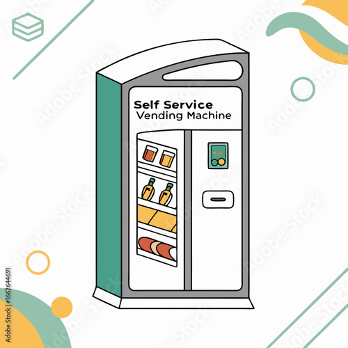 Teal Self Service Vending Machine Illustration