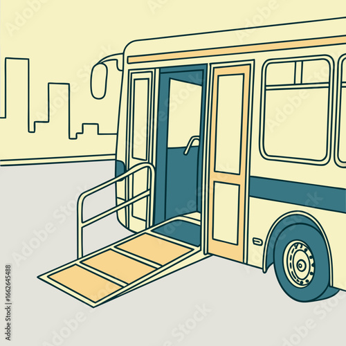 Accessible City Bus with Ramp at Curb
