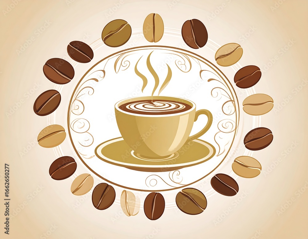 Obraz premium Coffee cup surrounded by beans