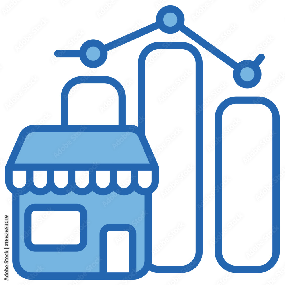 Obraz premium Market Blue White Icon Editable Stroke