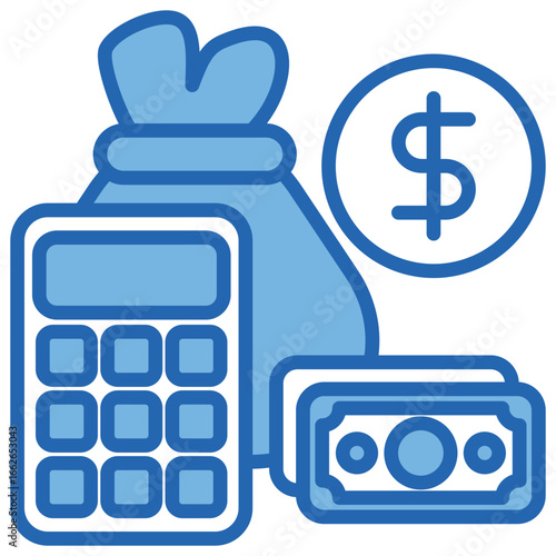 Financial Blue White Icon Editable Stroke