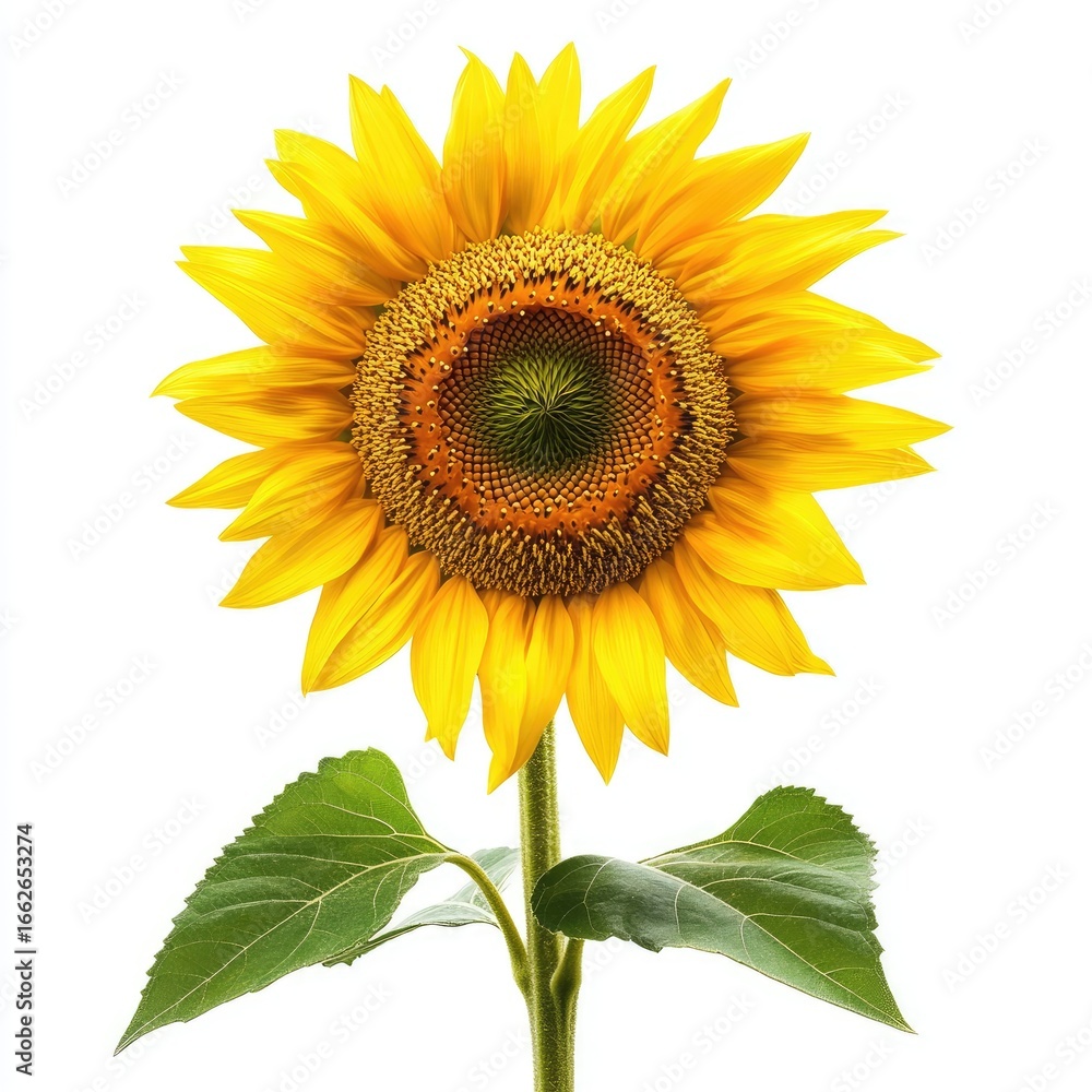 Fototapeta premium Close-up of a vibrant sunflower against white