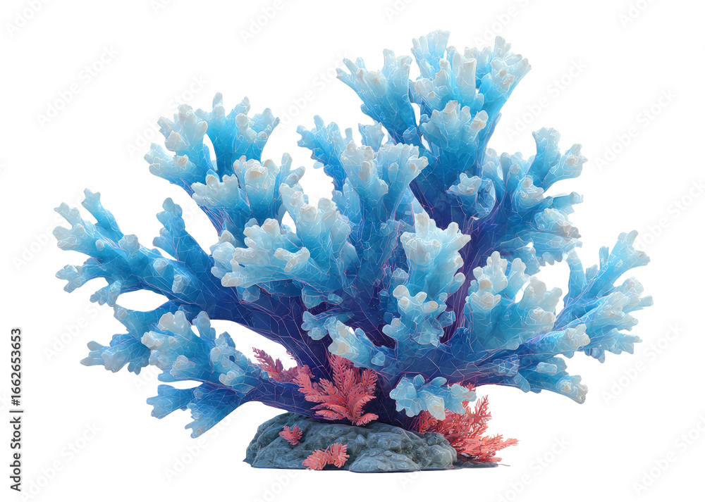 Naklejka premium Glossy 3D Decorative Coral Reef Ornament on Transparent Background