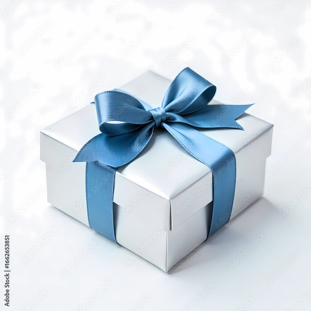 Obraz premium white gift box with ribbon