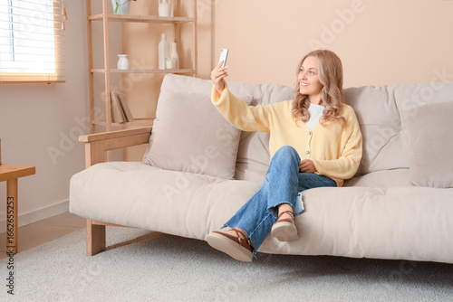 Beautiful blonde woman with...