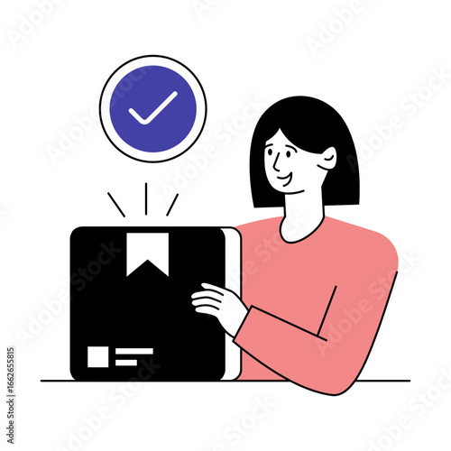 Illustration Person with Package Check